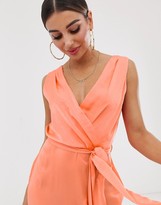 Thumbnail for your product : Flounce London wrap front midaxi dress in tangerine