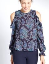 Thumbnail for your product : Marks and Spencer Ruffle Cold Shoulder Long Sleeve Blouse
