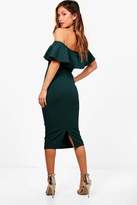 Thumbnail for your product : boohoo Off the Shoulder Frill Midi Bodycon Dress