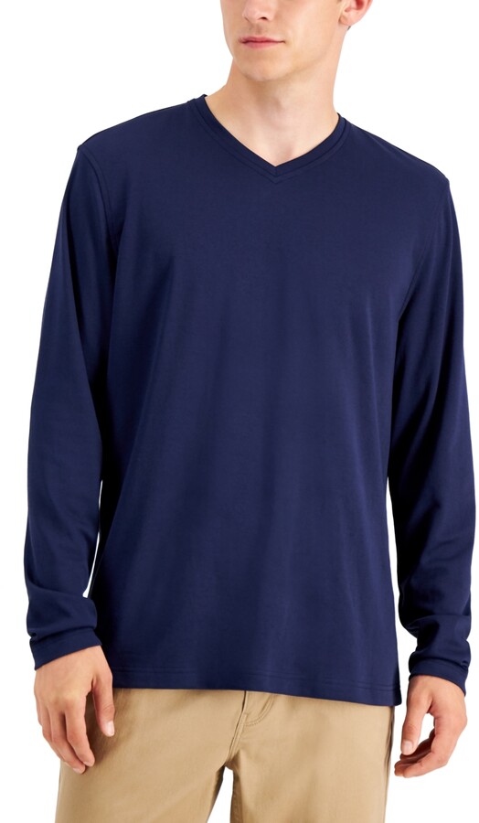 Alfani Mens XL Pieced Stripe Twill Shirt Blue Midnight Long Sleeve 