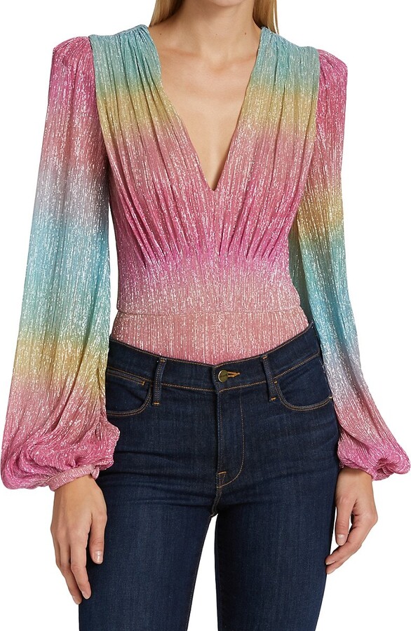 PatBO Prism Plunging VNeck Bodysuit ShopStyle Tops