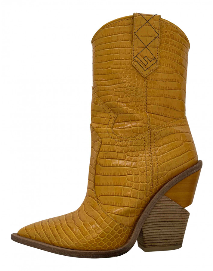 fendi yellow cowboy boots