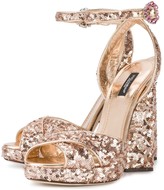 Thumbnail for your product : Dolce & Gabbana Rose Gold sequin 135 platform sandals