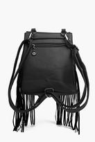 Thumbnail for your product : boohoo Jessica Stud And Skull Fringed Rucksack