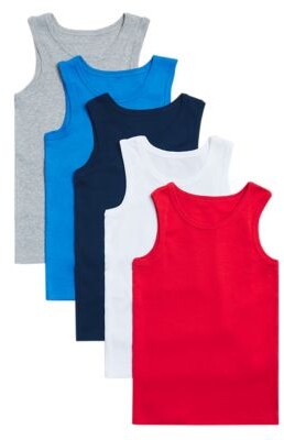 2-16 Yrs Marks & Spencer Boys Clothing Tops Tank Tops 5pk Pure Cotton Vests 