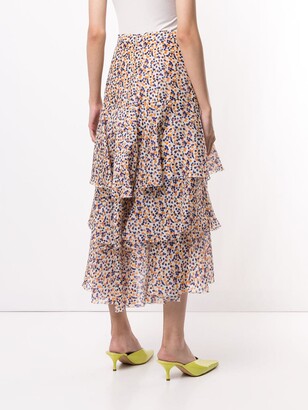 DELPOZO Dotted-Print Silk Skirt