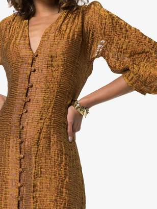 Cult Gaia Tilda deep V-neck buttoned silk blend dress