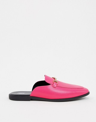 ASOS DESIGN backless mule loafer in pink faux leather