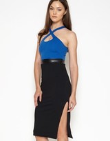 Thumbnail for your product : Lipsy Hedonia Cross Neck And Side Split Midi Bodycon Dress