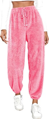 BGKKTLW Women Buffalo Plaid Pajama Pants Sleepwear Winter Plush Fluffy Warm  Soft Fleece Lounge Pants Sleep Pants Bottoms - ShopStyle