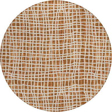 HomeRoots 8' Copper Round Striped Washable Indoor Outdoor Area Rug