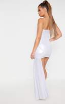 Thumbnail for your product : PrettyLittleThing Pink Metallic Bandeau Drape Bodycon Dress