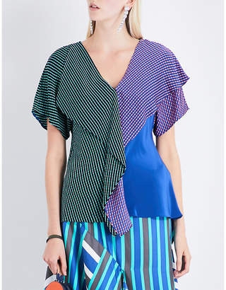 Diane von Furstenberg Ruffled stretch-silk top