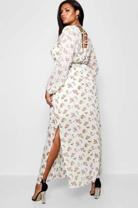 boohoo Plus Ditsy Floral Cage Back Maxi Dress