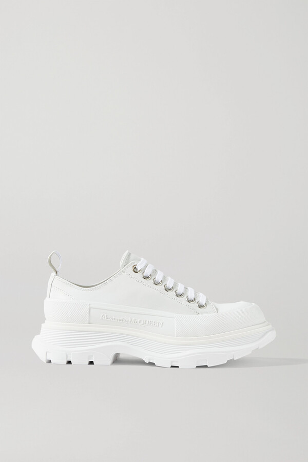 Alexander McQueen Leather Exaggerated-sole Sneakers - White