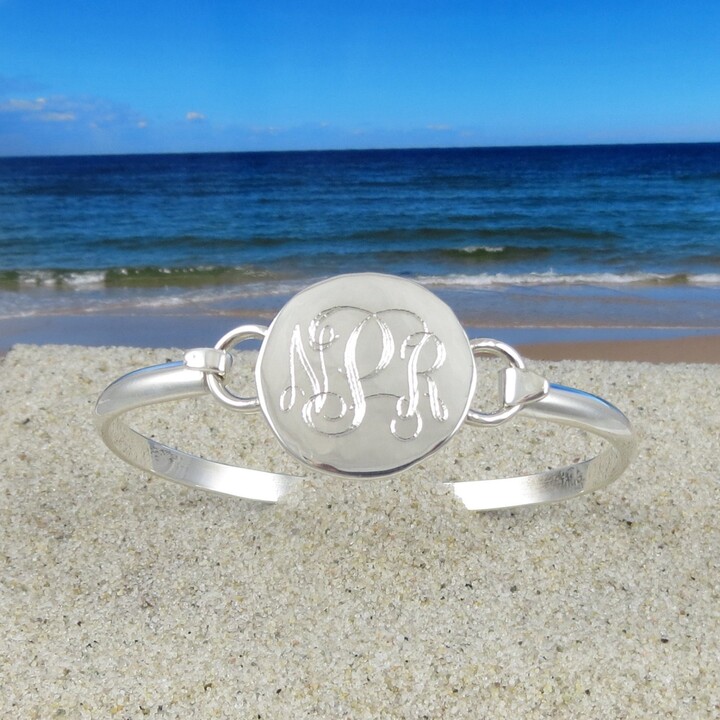 Etsy sterling Silver Monogrammed Bracelet - Bridesmaid Womens Gift