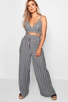 Thumbnail for your product : boohoo Plus Stripe Bralet + Pants Two-Piece
