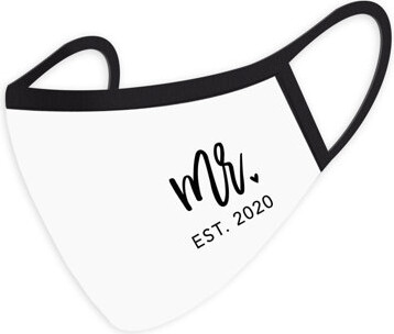 Custom Wedding Face Mask, Mr. EST. Design, Custom Year, White Cloth Face Masks With 1 Replaceable PM 2.5 Filter, 1-Pack