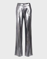 Thumbnail for your product : Halston Jess High-Rise Straight-Leg Foil Jersey Pants