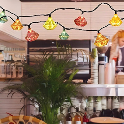 The Holiday Aisle Lantern String LightsMulticolor Decorative String Lights Plug In With 10 Diamond Shaped Bulbs(10FT/Diamond)
