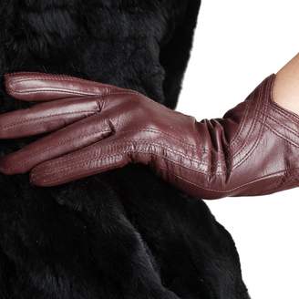 Nappaglo Nappa Leather Gloves Warm Lining Winter Handmade Curve Imported Leather Lambskin Gloves for Women (S, )