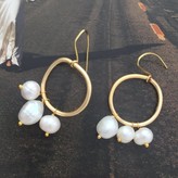 Thumbnail for your product : Lily Flo Jewellery Large Karma Solid Rose Gold Circle Earrings With White Baroque & Freshwater Pearls