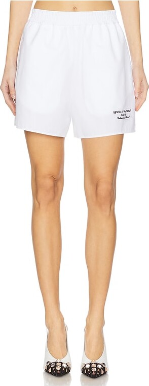 Off-White Embroidered Poplin Elastic Waist Shorts