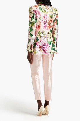 Dolce & Gabbana Double-breasted floral-print silk-blend satin-twill blazer