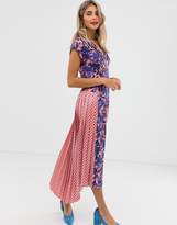 Thumbnail for your product : Liquorish pleated midaxi spliced dress in floral and polka