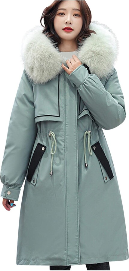 SHOBDW Long Winter Coats for Women UK Long Jackets Fashion Coats Removable  Liner Pocket Hooded Women's Womens Heavy Winter (Green - ShopStyle