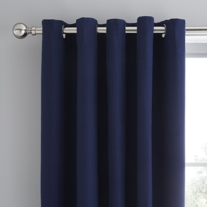 Dunelm Navy Mini Waffle Thermal Blackout Eyelet Curtains Blue ShopStyle