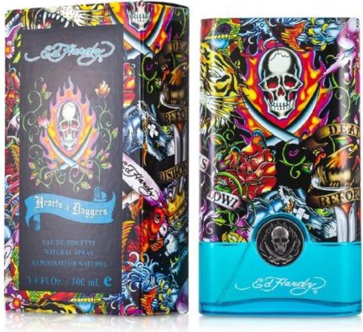Christian Audigier 2PCS Combo Ed Hardy Hearts & Daggers Eau De Toilette Men's Cologne 3.4 Oz