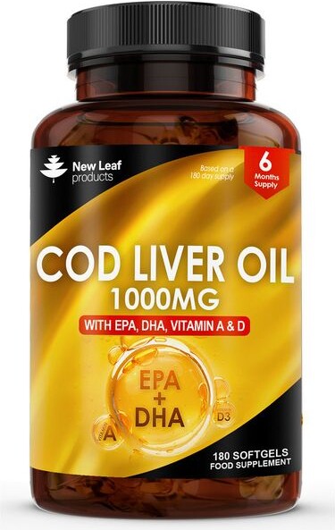 New leaf health Cod Liver Oil Capsules 1000mg - 180 High Strength ...