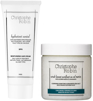 Christophe Robin Cleansing Purifying Sea Salt Scrub (250ml) and Moisturizing Hair Cream (100ml)