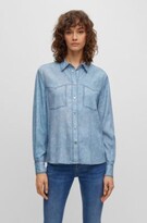 Regular-fit blouse with denim-effect  