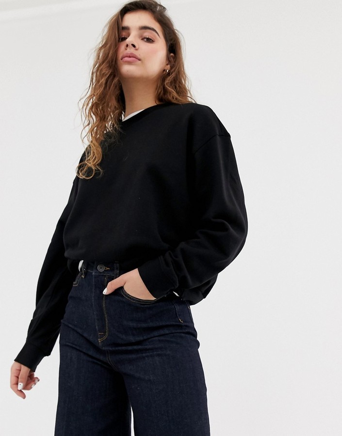Weekday Huge cropped sweatshirt in black - ShopStyle