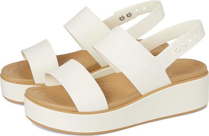 Crocs Brooklyn Low Wedge Women's Sandals Chalk/Tan : 4 M