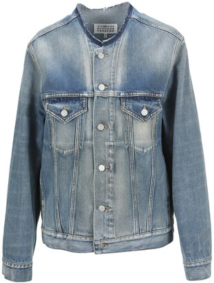 collarless denim jacket uk