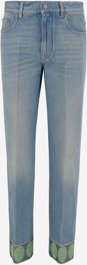 Denim Jeans With Jacquard Edges