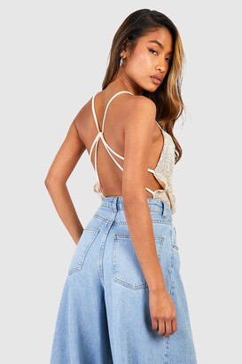 boohoo Cowl Front Sequin Strappy Bodysuit