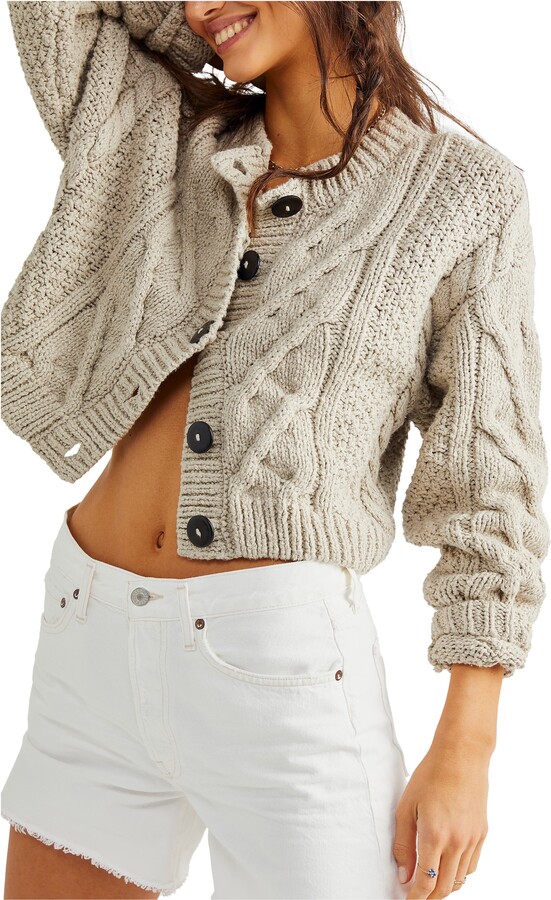 silver cropped cardigan