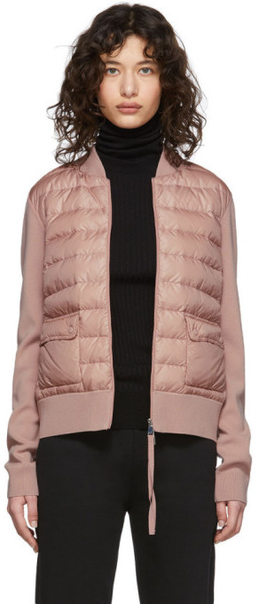 moncler long down knit combo jacket