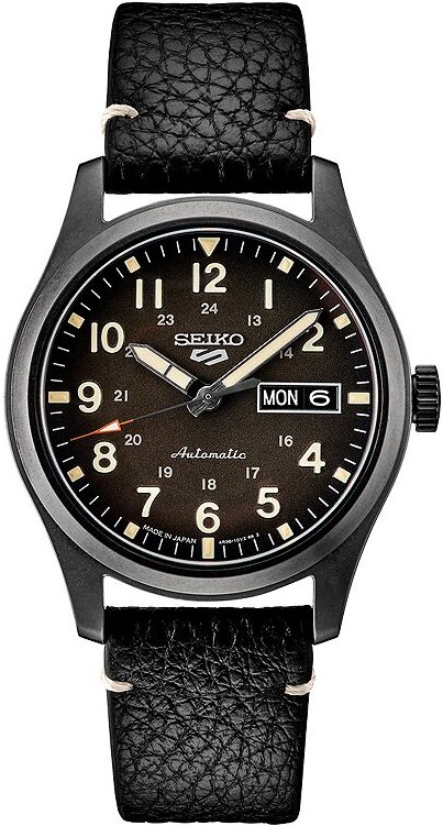 Men's 5 Sports Stainless Steel Black Dial Watch - SRPG41