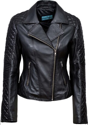 Smart Range Ladies Jessie Black Stylish Fashion Designer Quilted Soft Real Leather  Jacket (20) - ShopStyle