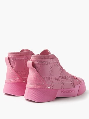 J.W.Anderson Logo-debossed Leather And Canvas Trainers - Pink