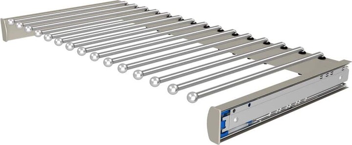 Rev-A-Shelf 30 in. Satin Nickel Pullout Valet Rod Pants Organizer with Soft-Close for Custom Closet Systems