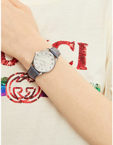 Thumbnail for your product : Gucci YA1264049 G-Timeless mother-of-pearl and lizard-leather strap quartz watch