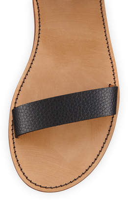 Valentino Garavani Fringed Flat Leather Sandal, Black