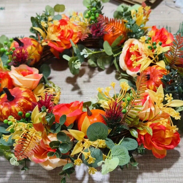 Temu 17.7in Fall And Wreath, Fall Wreaths For , Wreath Wreath For Halloween