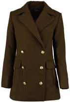 Thumbnail for your product : boohoo Petite Double Breasted Military Coat